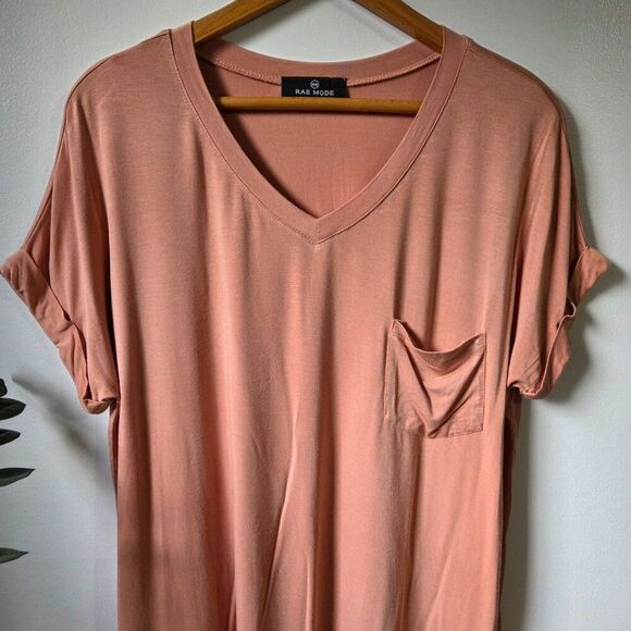 EUC RAE MODE V NECK CUFFED SHORT SLEEVES LOOSE FITTING LONG LINE TEE SIZE SMALL - Picture 3 of 16